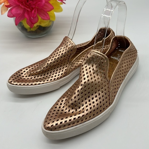 Jibs Rose Gold Cut Out Slip ON Loafer cork footbed Size 7 MCL5919G - Picture 1 of 7